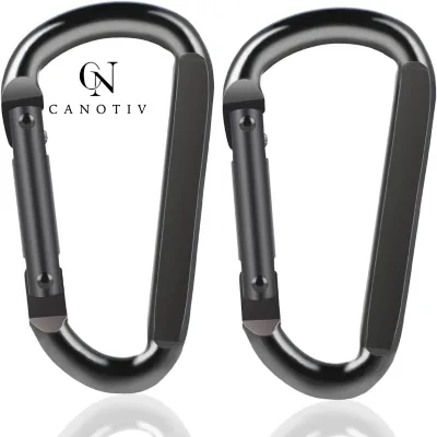 D Shape Carabiner Clip Black  Iron Spring Gate  Carabiner Hook for Backpack Camping Hiking Keychain Outdoor Gear