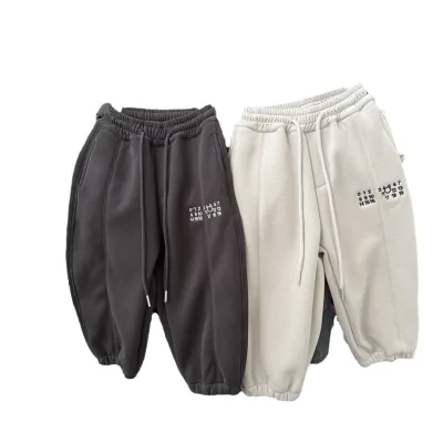 2024 Ins Korean Style Boys' and Girls Sports Pants Spring and Autumn Print New Children's Fashion Casual Thick Loose Pants