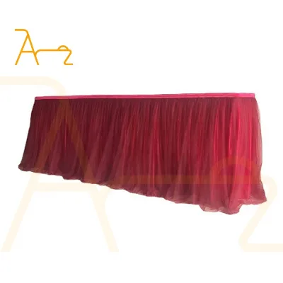 Customized Hotel Restaurant Birthday Party Tablecloth Skirts Multi-color Polyester Chiffon Table Skirt for Wedding Banquet