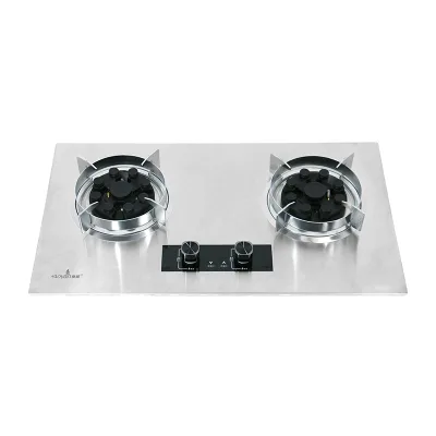 High Fire Power Durable Stainless Steel Double Burner Kitchen Stove Gas Embedded Gas Hob for Home Daily Food Preparation