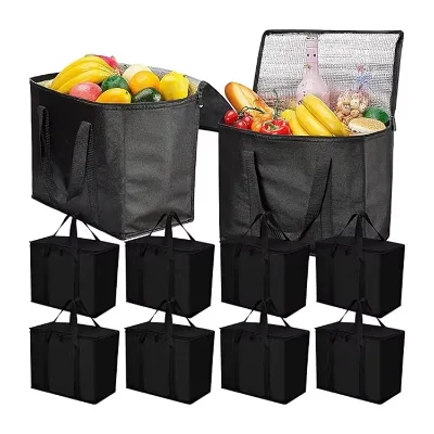 Reusable Insulated Grocery Top Shopping Bags Catering and Delivery Bag for Hot and Cold Food Collapsible Thermal Tote Bag