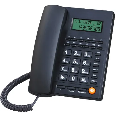L019 Big-Button Telephone with Crystal Dialpad Trade Call Desk Display Caller ID Plastic Home Office Hotel Landline for Eldly
