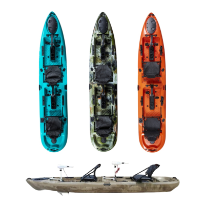 14 ft Double HDPE  Rotomolded Pedal Kayak tandem Fishing Kayak With Pedal Drive  System or Motor 2 Person 2 Seat