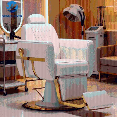 Unique Design Luxury Gold Base Barber Chair 360 Degree Swivel Barber Shop Hairdressing Styling Chair for Salon