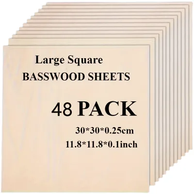 Unfinished 3mm Thick Laminated Poplar Basswood Sheets 11.8 X 11.8 Inch E1 Eco-Friendly First-Class Grade Modern Crafts Indoor