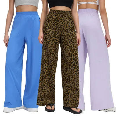 Hot Selling High Quality Women's Casual Lightweight Slimming Fitness Sports Wear Outdoor Stretch Wide Leg Pants With Pockets