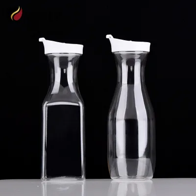 Wholesale PET Plastic Clear 1L Juice Iced Tea Pot Bottle BPA Free 1000ml Unique Carafe Juicer Jug Cold Water Pitcher With Lid
