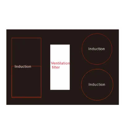 Filtering Mode Venting Induction Cooker Downdraft Extractor Flexible Heating 4-burner Cooktop ComboHob