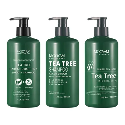 Tea Tree Essence Cleansing and Nourishing Natural Oil-Control and Anti-Dandruff Shampoo Soothing Smooth and Lustrous Hair