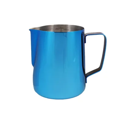 1PCS 600ml Blue Classic Eco-Friendly Stainless Steel Frothing Coffee Pitcher with Handgrip for Latte Art