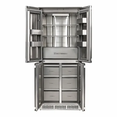 355L Built in Refrigerator French 4-Door Frost Free Electronic Control Hidden Hinge Stainless Steel Panel Ready