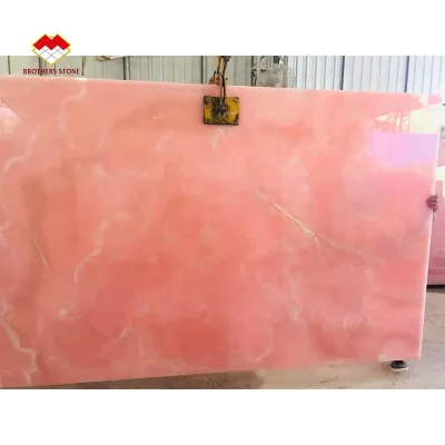 Brother Stone Supplier Good Price pink Nature Onyx Large Slab Onyx Marble Slabs for Dinning Table