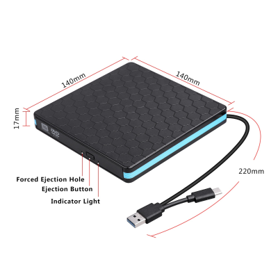 External DVD Drive Type C USB 3.0 Type-C CD/DVD Rewriter Burner Drive for Laptop Windows PC