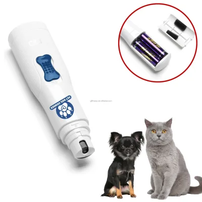 Portable Low Noise Pet Nail Grinder Safe Detachable Cat Nail Trimmer by 2*AA Battery