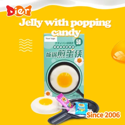Customizable Candy Wholesale Egg and Pan-Shaped Halal Pudding Jelly with Popping Candy Kids Candy Toy in Box Packaging OEM/ODM