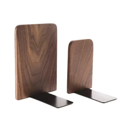 Natural Black Walnut Wooden Office Desk Book Stand Holder Bookend