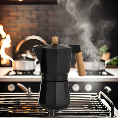 CENTURY 12-Cup Aluminum Moka Pot 600ml/20oz with Wooden Handle Hot-Selling Portable Italian Travel and Camping Accessory