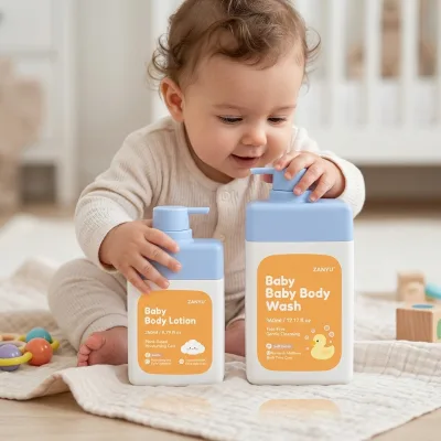 Private Label Herbal Calendula Plant-Based Hypoallergenic Baby Body Wash & Lotion Care Set Tear-Free OEM/ODM