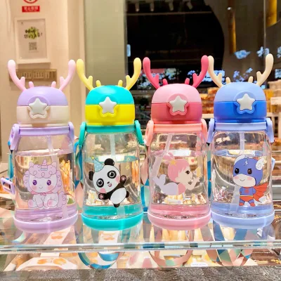 New Customized 600ml Cute Kids Plastic Water Bottle Bpa Free School Bottle for Girls and Kids