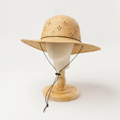 Spring Summer Hollow Out Paper Straw Floppy Hat for Children Kids Outdoor Sunshade Beach Straw Hat with Windproof String