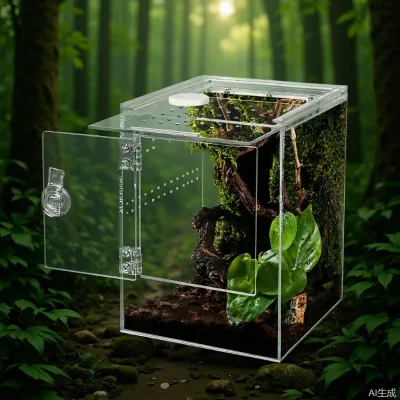 Jumping Spider Enclosure 6* 6*9inch Micro Habitat Acrylic Breeding Box with Front Door