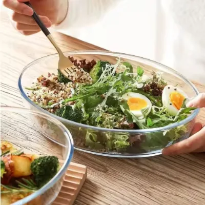 Dishwasher Safe High Borosilicate Oval Glass Baking and Cooking Casserole Baking Tray
