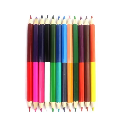 Customized Logo School Stationery High Quality Wooden Hexagon Dual-Ended Colored Pencils for Creative Drawing Colored Pencils