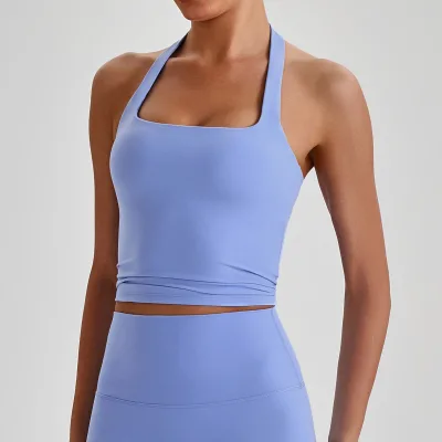 Wholesale Custom logo High Neck Yoga Bra Breathable Halter Sports Top Summer Outdoor Athletic Wear Girls 4150