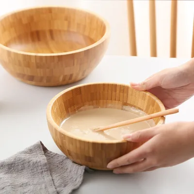 Salad Bowl a Set of 3 Natural Bamboo Bowls Can Hold Dessert Mask Fruit and Rice Bowls for Kids and Adults