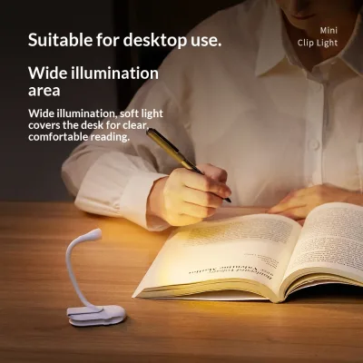 Creative Mini Clip Light Portable Dormitory Bedside Study Night Light Eye-Care Rechargeable LED Button-Controlled Warm White New