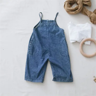 Children Jeans Pants Casual Style Boys and Girls Wide Leg Jeans Overalls