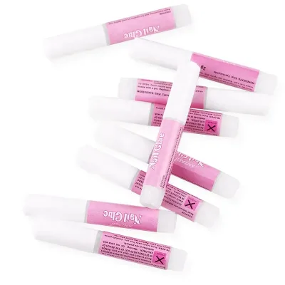 Custom Label Non-toxic Fast-Dry Waterproof Nail Glue Stickiness Pink Artificial Nails Glue