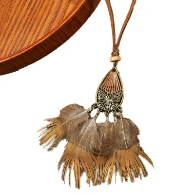 Comiya Vintage Western Trendy Alloy Jewelry Dream Catcher Hand-Weaved Feather Pendant Necklace Diamond Wedding Anniversary Gifts