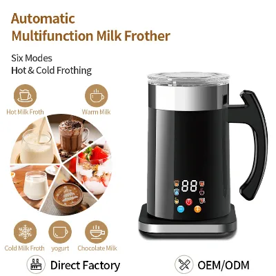 110V 220V Stainless Steel Electric Milk Frother 6 in 1 Hot Cold Milk Foam and Heating Milk for Daily Coffee Preparation