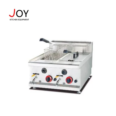 Counter Top Gas Deep Fryer Stainless Steel With Thermostat Control