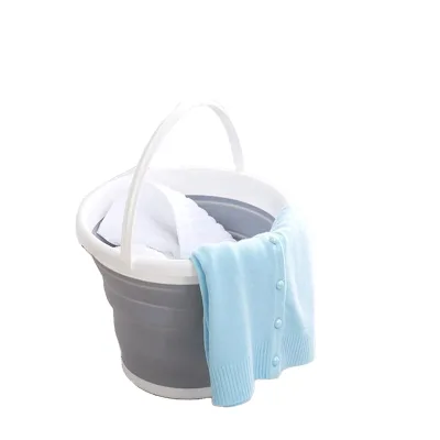 Portable Silicone Water Folding Bucket Handle Lid for Sand Food Small Plastic Buckets With Lids