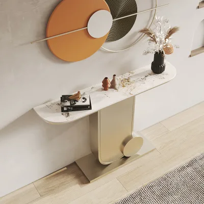 Italian Luxury Console Table Extremely Narrow Entrance Cabinet with Simple Strip Case for Hall or Corridor Wall Access