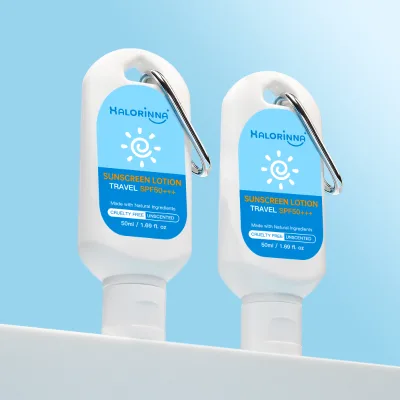 HALORINNA Vegan Portable Outdoor Travel Sun Protection Moisturizing Non-Greasy Herbal Carabiner Clip Sunscreen Cream SPF50 PA+++