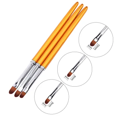 Wholesale Professional Portable Nail Art Brush Tools 3 Sizes Acrylic Gel Wooden Nail Polish Brushes