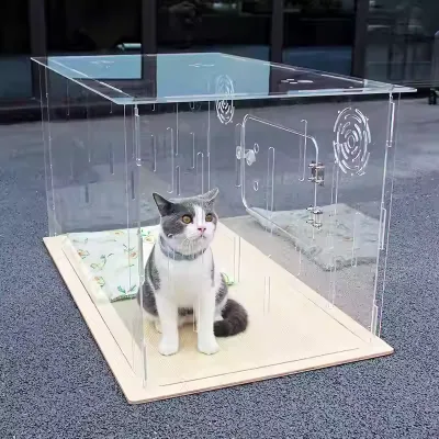 30 Inch Rectangle Clear Acrylic Dog Kennel Crate Cat House Lucite Pets Dog House Easy Assembly Pet Cage for Puppy Pet house