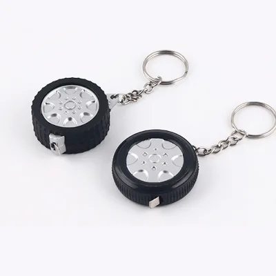 Customlogo Printing Mini Pocket Tailor Measuring Tape Steel Keychain Wheel Shape