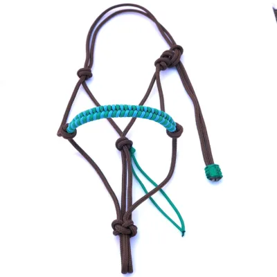 New product 2026 2025 Manufacturer's Hand Braided Bridle Hackamore Cotton Paracord Leather Horse Tack Horse Halter for Horse Products