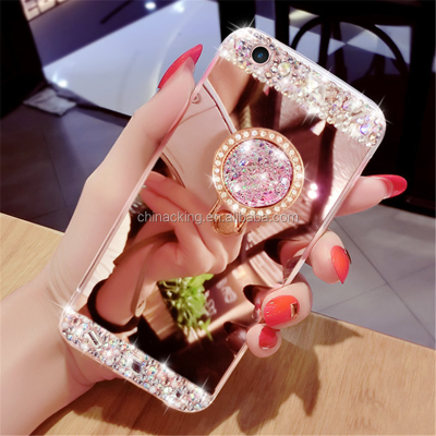 Case Cover for OPPO A37 A39 A59 F1S F1 Plus F3 R5 R7 R7 PLUS R9 R9 Plus R11 Neo 7 Glitter Diamond Mirror Case Ring Stand Cover
