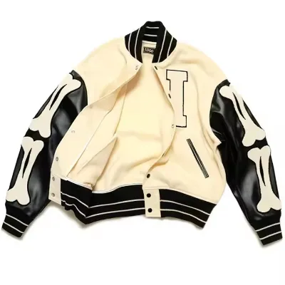 Hot-Selling Custom Designed Men's Jacket Embroidered Chenille Patch on Wool & Leather