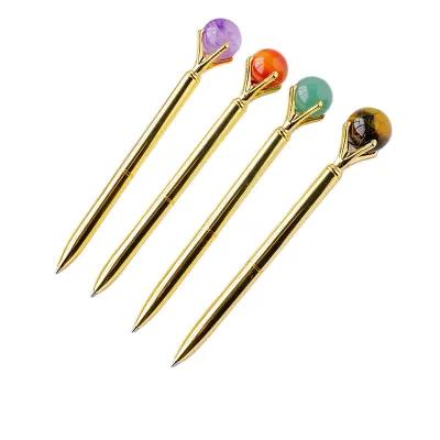 Crystal Pen With 2cm Sphere Elegant Writing Instrument With Gemstone  Rose Quartz Amethyst Healing Stones for Office School Gift