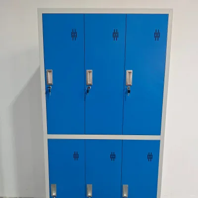 Modern Blue Steel 6-Door Metal Cabinet Factory Price 6-Compartment Wardrobe for School Use OEM/ODM Services for Bulk Buyers