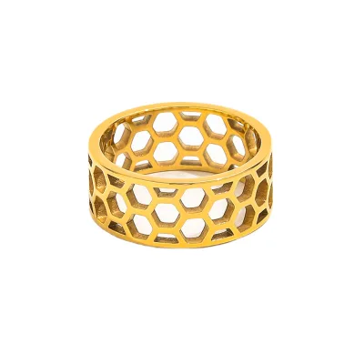 2026 Stainless Steel 14K Gold Plated Trendy Cluster Openwork Rings with Zircon Wedding Engagement Gift