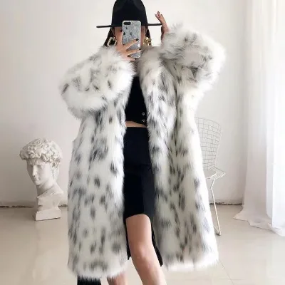 2024 Winter Luxury New Sable Fur Long Coat Plus Size Collar Coats With Faux Fur Ladies in Winter Jacket