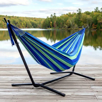 DOOMAX Modern Design Adjustable Hammock Iron Steel Stand for Garden/Backyard Space-Saving Foldable Outdoor Furniture
