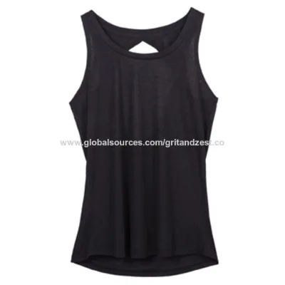 Women's sports tank, open back fitness racer activewear tops polyester